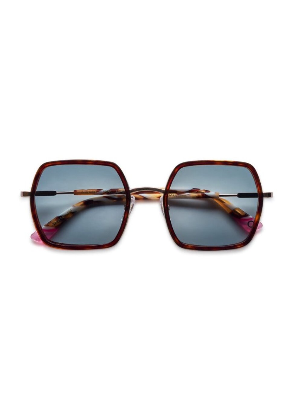 New Etnia Barcelona Women's Sunglasses Havana Square Multicolor Lens Acetate